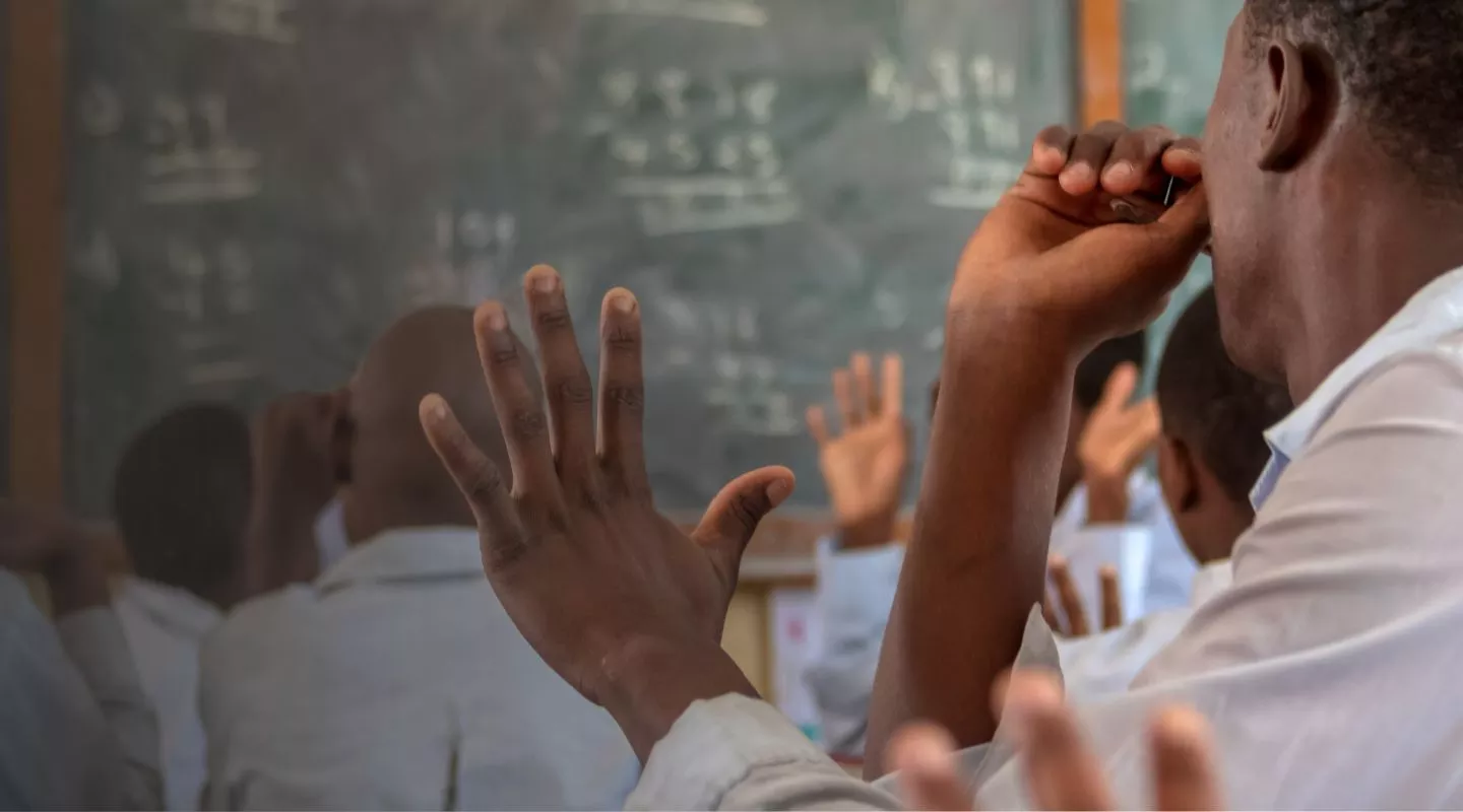 Student raising a hand