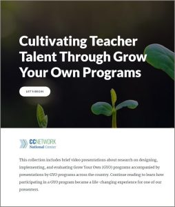 screenshot of cultivating teacher talent toolkit - black background budding plants